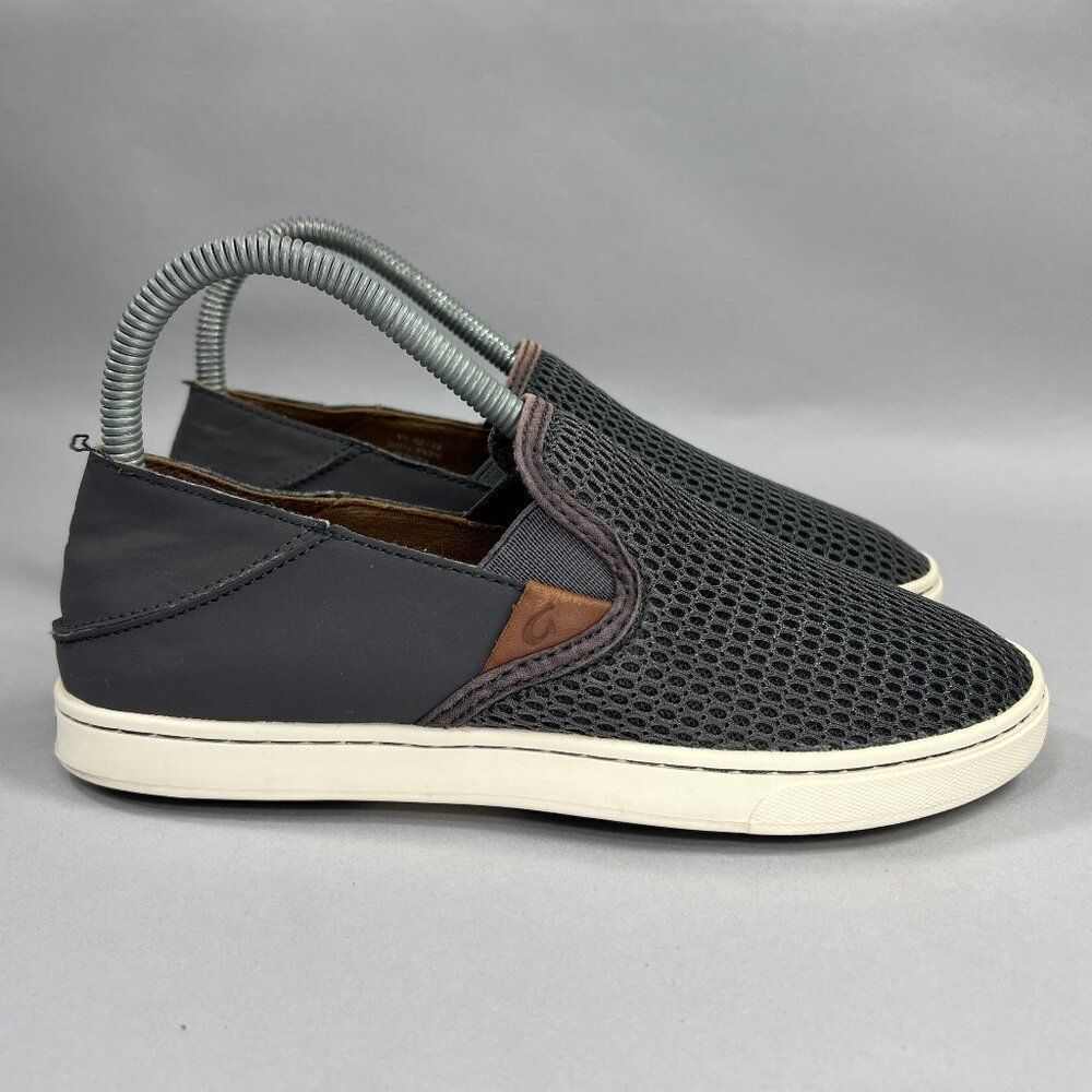 OluKai Pehuea Shoes Women's Size 6.5 Gray Breathable Mesh Slip-On Beach Loafers
